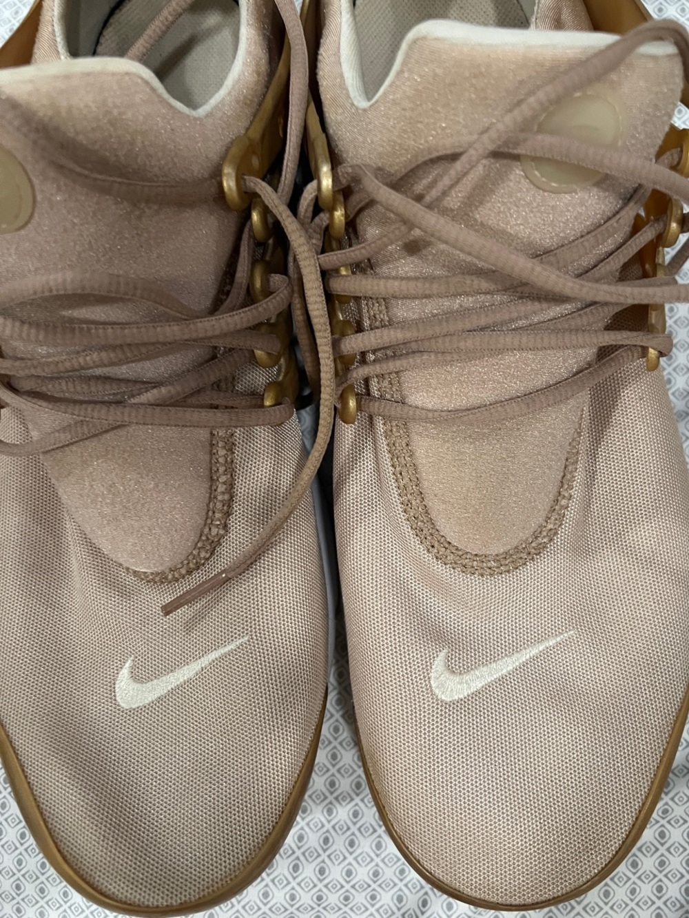 Nike Tan Sneakers with White Swoosh and Gum Accents